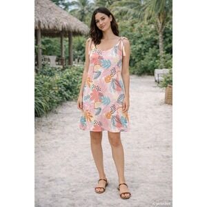 Jadelynn Brooke Womens Dress Size M Multicolor Leaf Print Boho Tropical Resort